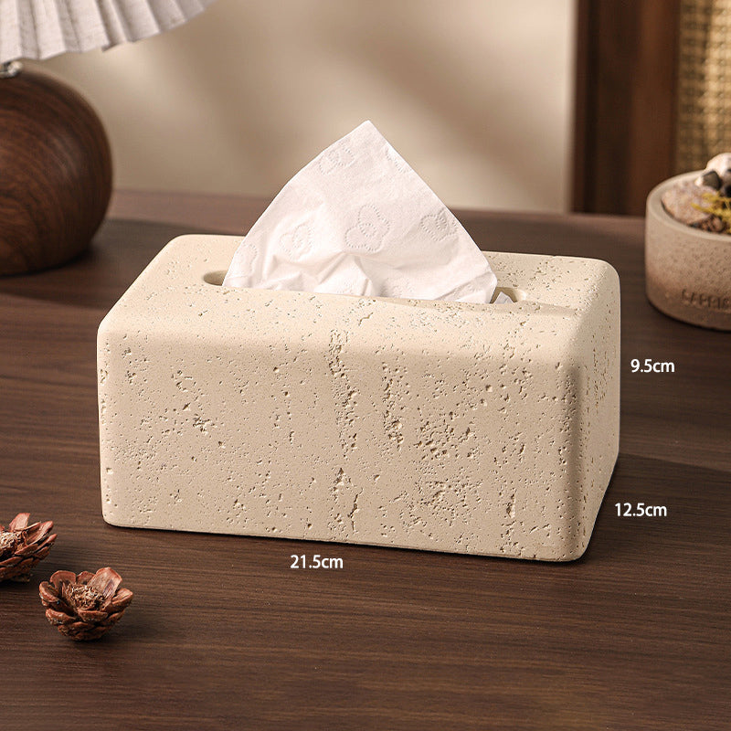 Egg-Shaped Travertine Paper Tissue Box