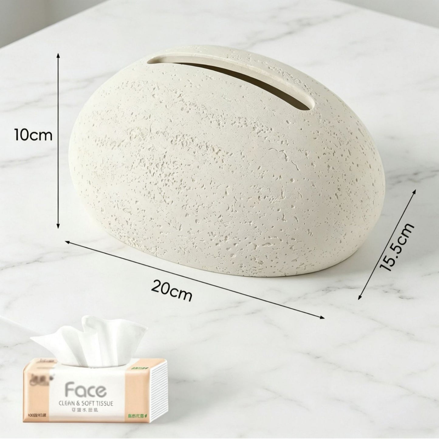 Egg-Shaped Travertine Paper Tissue Box