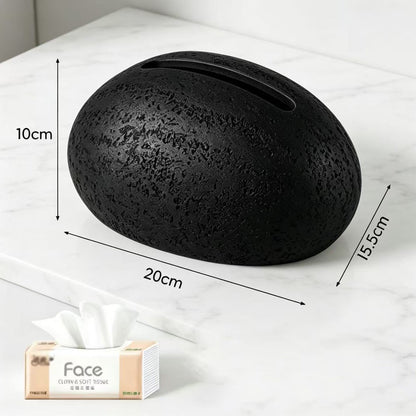 Egg-Shaped Travertine Paper Tissue Box
