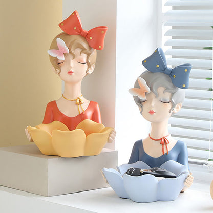 Petal Bow Resin Girl Storage