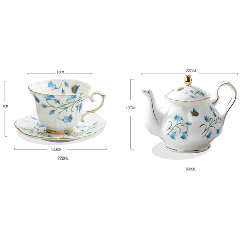 Phalaenopsis Print Bone China Teapot Set