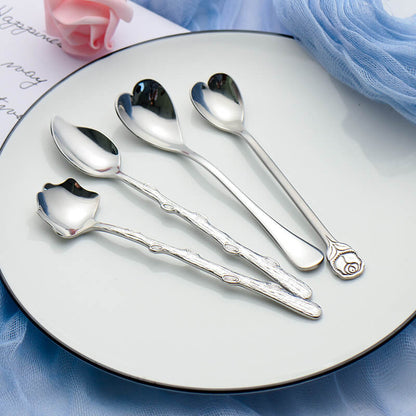 Plant Shape Stainless Steel Dessert Spoon Set