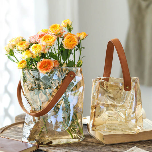 Pleated Bag Glass Vase