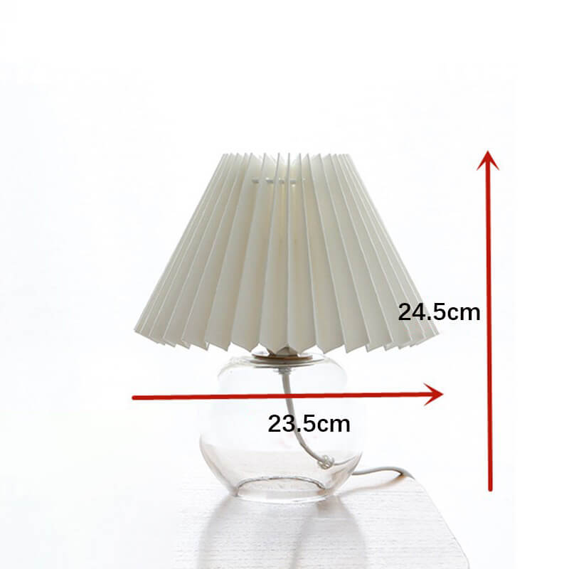 Pleated Wooden Base Table Lamp