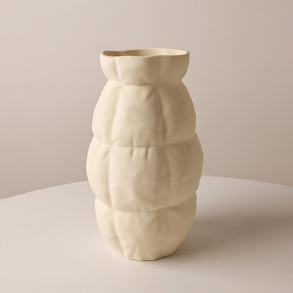 Pleated Grid Ceramic Vase