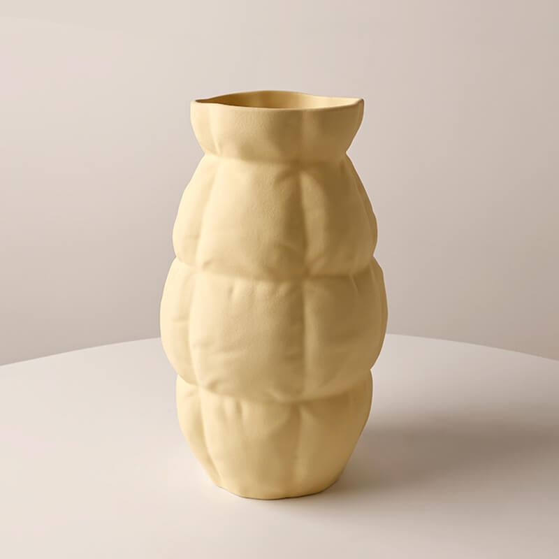 Pleated Grid Ceramic Vase