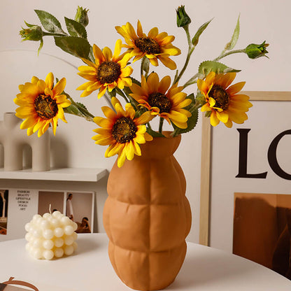 Pleated Grid Ceramic Vase