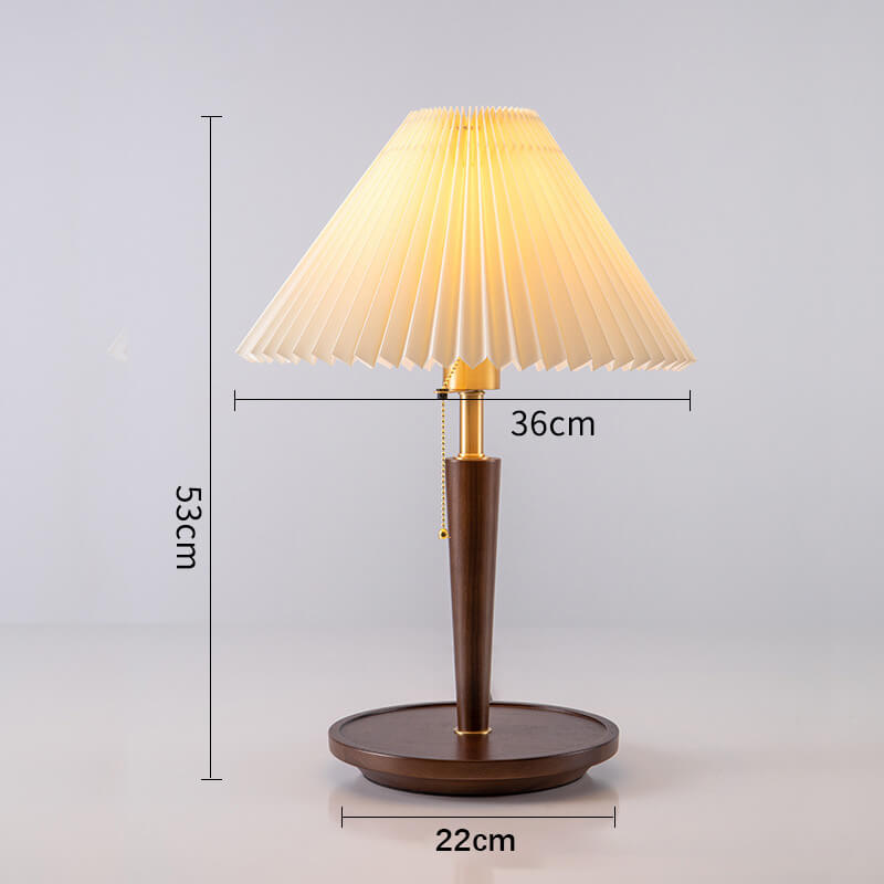 Pleated Wooden Table Lamp