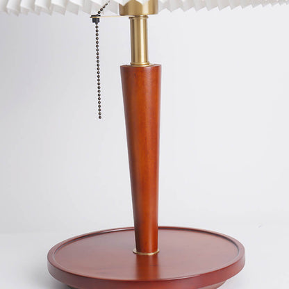 Pleated Wooden Table Lamp