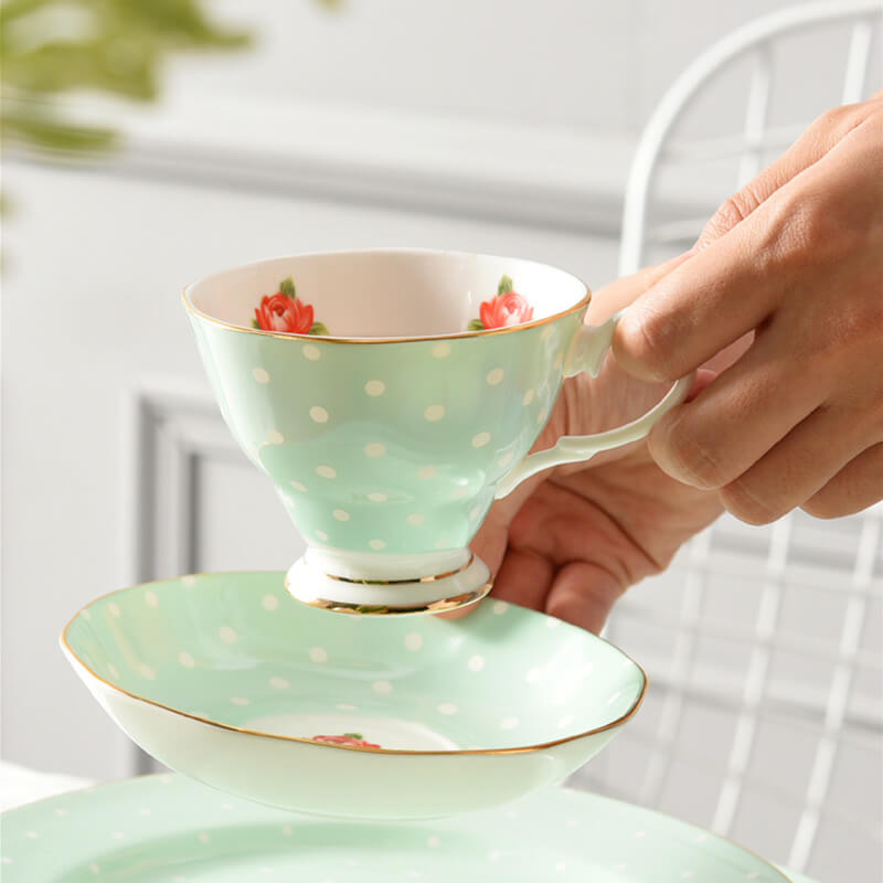 Polka Dot Bone China Teapot Set