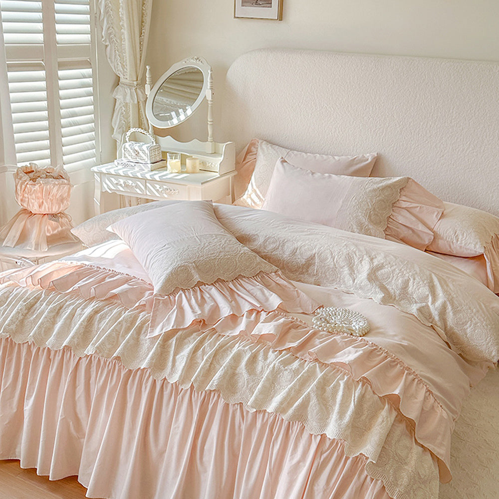 Princess-style Chiffon Lace Bedding Set