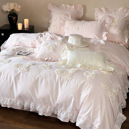 Princess Style Pure Cotton Lace Four-Piece Bedding Set