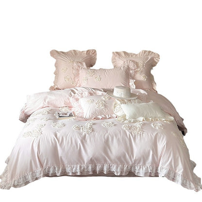 Princess Style Pure Cotton Lace Four-Piece Bedding Set