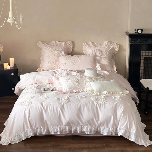 Princess Style Pure Cotton Lace Four-Piece Bedding Set