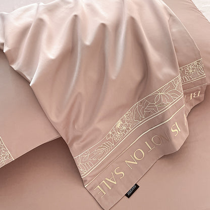 Qingyue Solid-Color Embroidered 4-Piece Bedding Set