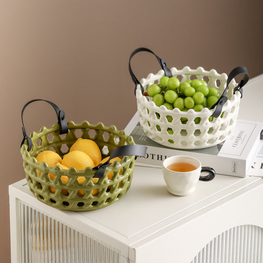 Rattan Ceramic Fruit Basket