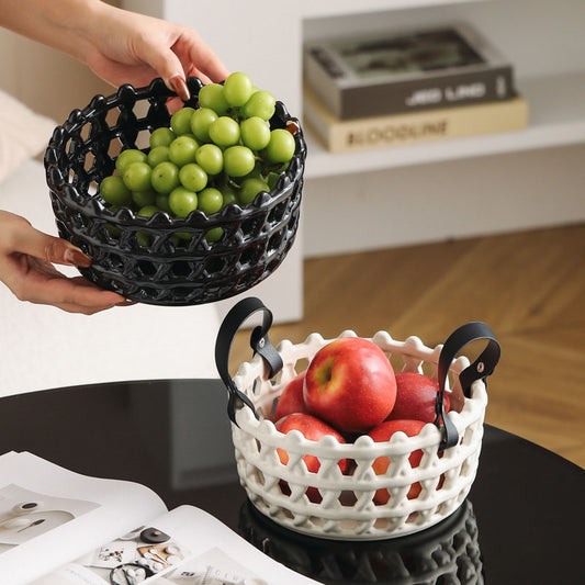 Rattan Ceramic Fruit Basket