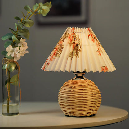 Rattan Pleated Table Lamp