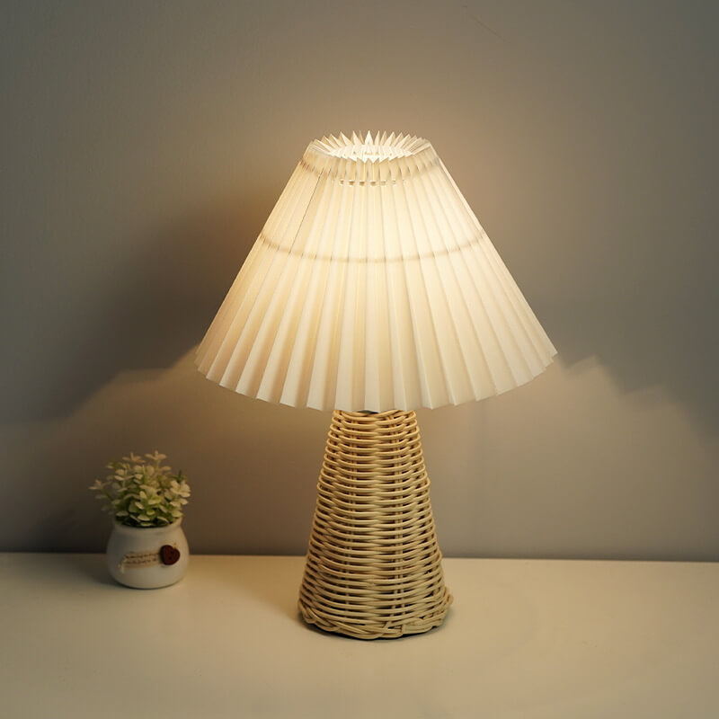 Rattan Pleated Table Lamp