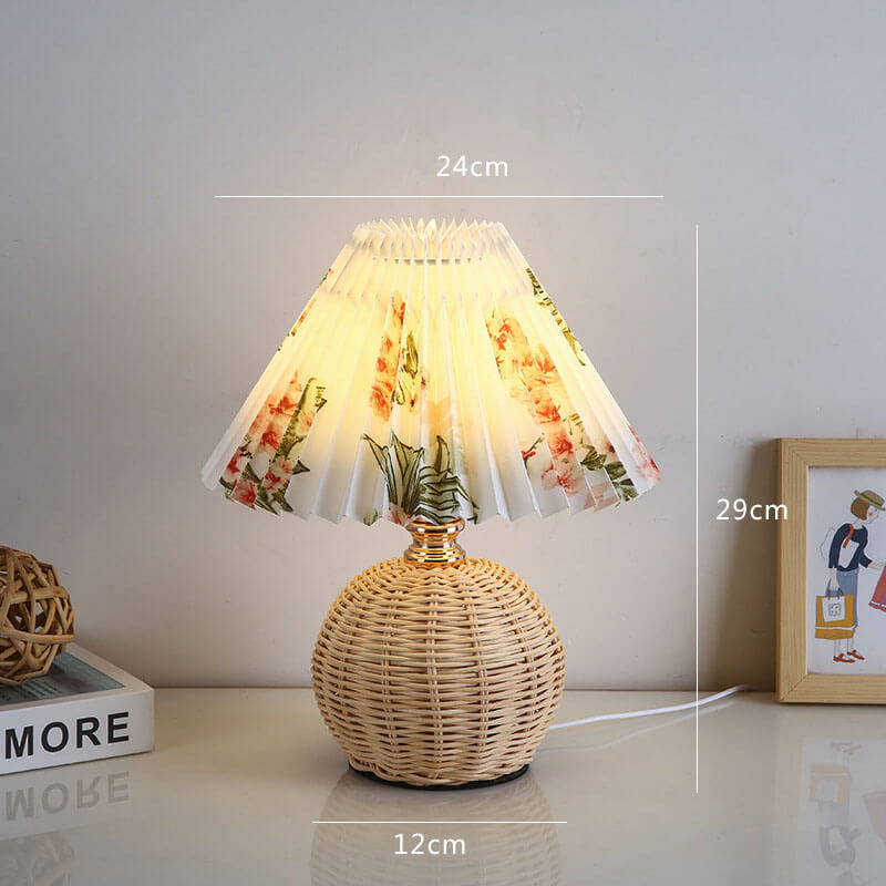 Rattan Pleated Table Lamp