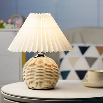 Rattan Pleated Table Lamp