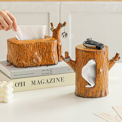 Realistic Tree Stump Ceramic Tissue Box