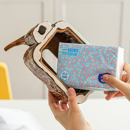 Realistic Tree Stump Ceramic Tissue Box