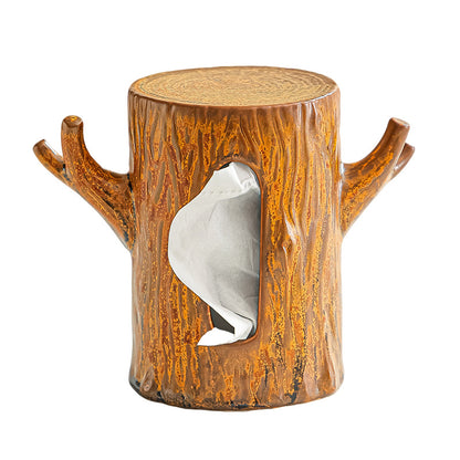 Realistic Tree Stump Ceramic Tissue Box