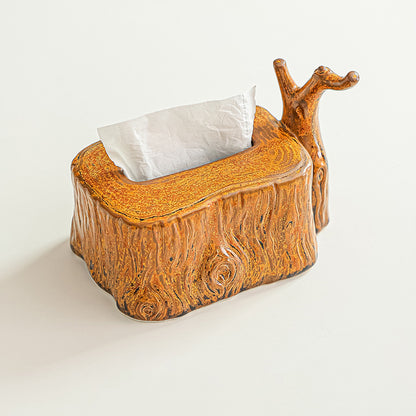 Realistic Tree Stump Ceramic Tissue Box