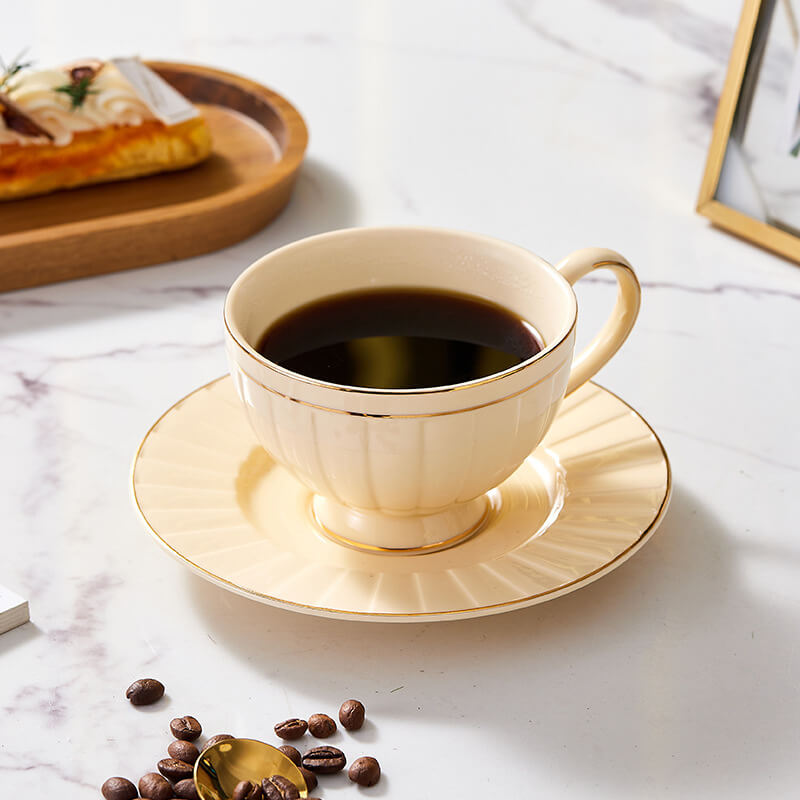 Retro Ceramic Coffee Cup And Saucer Set