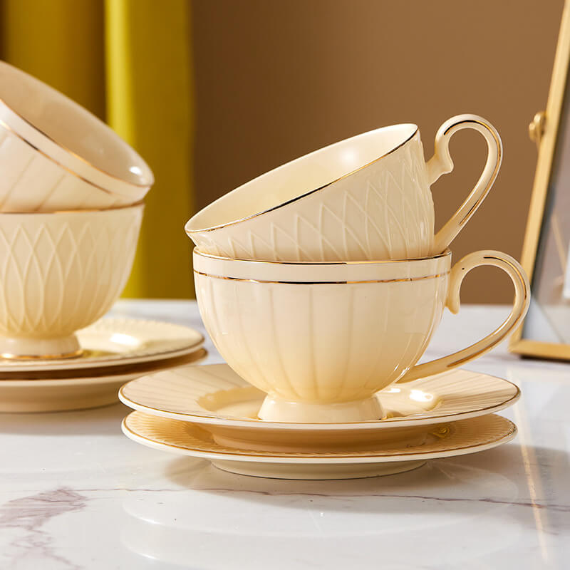 Retro Ceramic Coffee Cup And Saucer Set