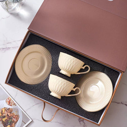 Retro Ceramic Coffee Cup And Saucer Set