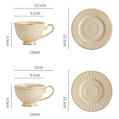 Retro Ceramic Coffee Cup And Saucer Set