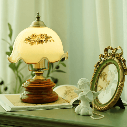 Retro Flower Glass Table Lamp