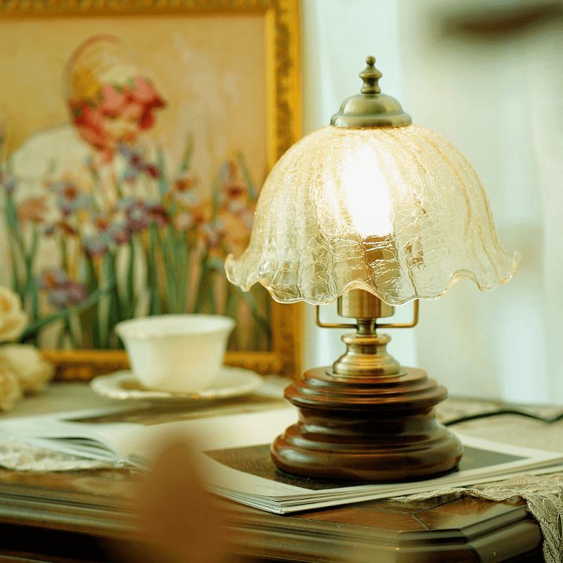 Retro Flower Glass Table Lamp