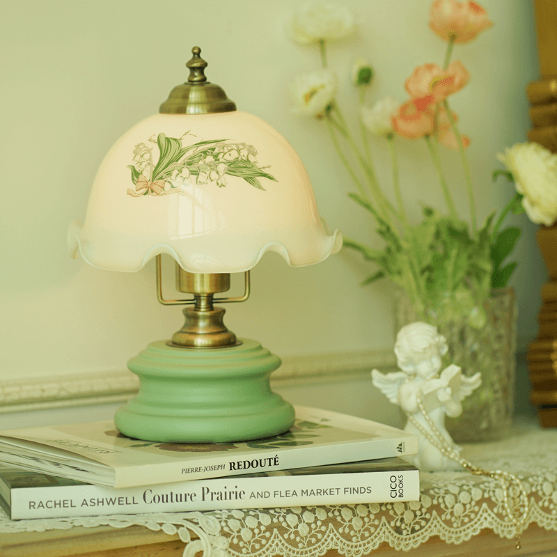 Retro Flower Glass Table Lamp