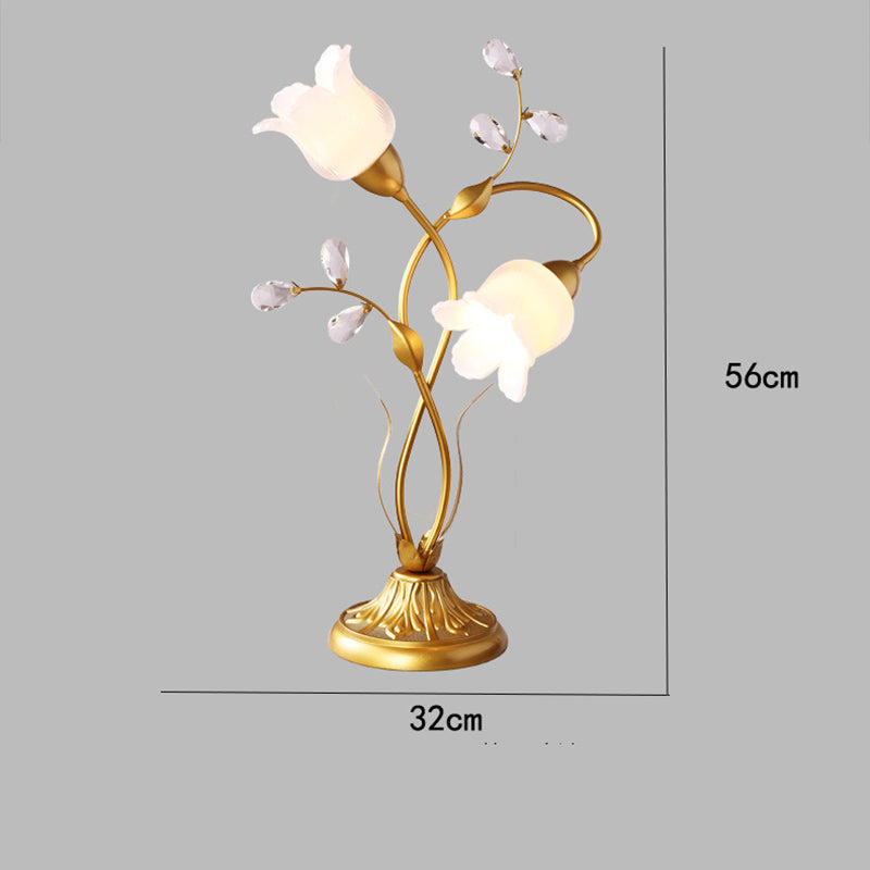 Retro Glass Floral Table Lamp