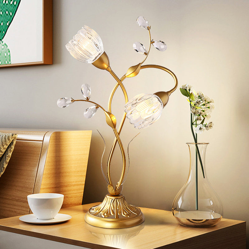 Retro Glass Floral Table Lamp
