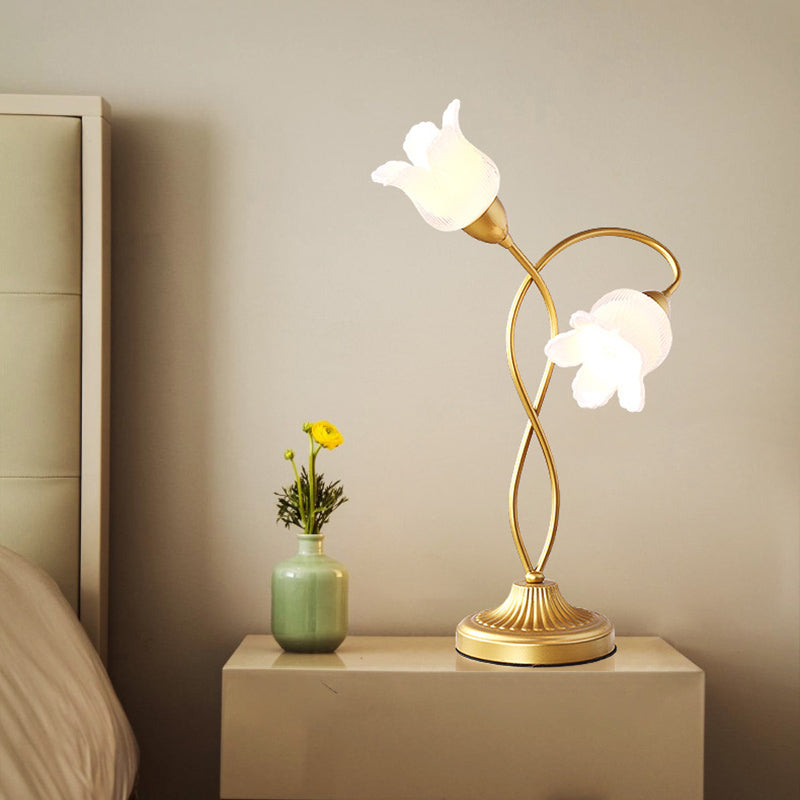 Retro Glass Floral Table Lamp