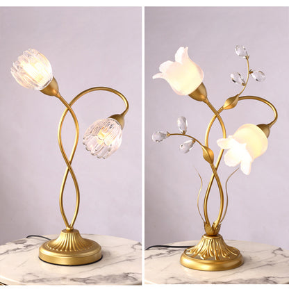 Retro Glass Floral Table Lamp