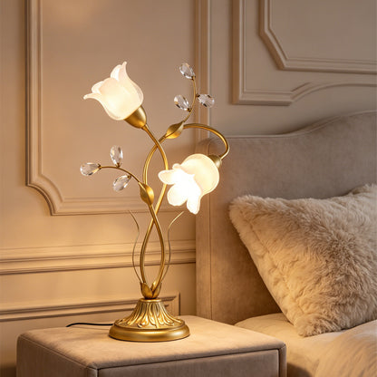 Retro Glass Floral Table Lamp