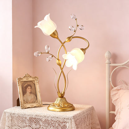 Retro Glass Floral Table Lamp
