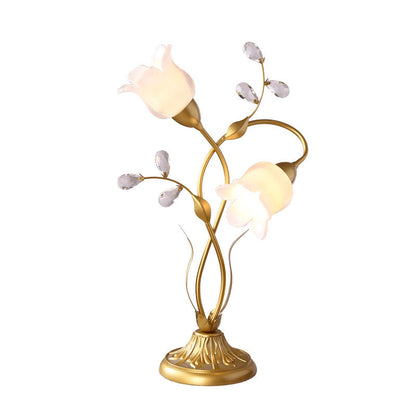 Retro Glass Floral Table Lamp