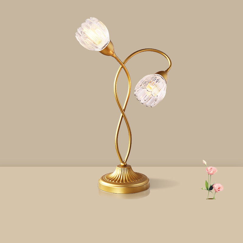 Retro Glass Floral Table Lamp