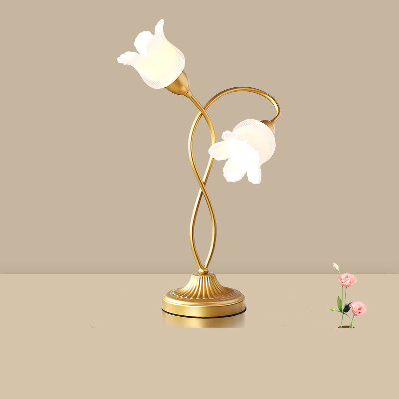 Retro Glass Floral Table Lamp