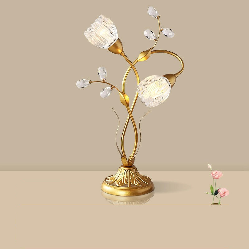Retro Glass Floral Table Lamp