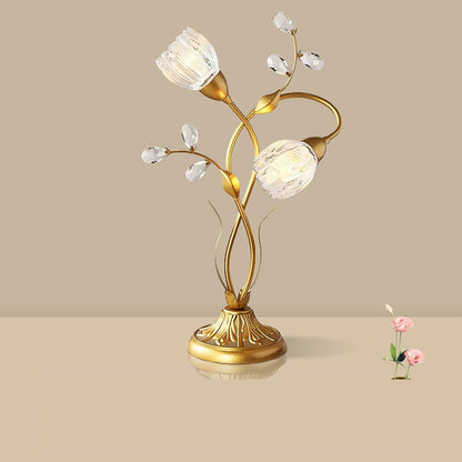 Retro Glass Floral Table Lamp