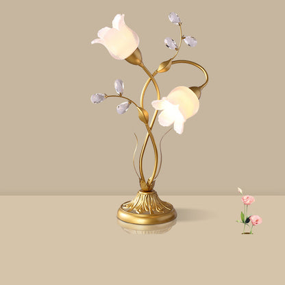 Retro Glass Floral Table Lamp