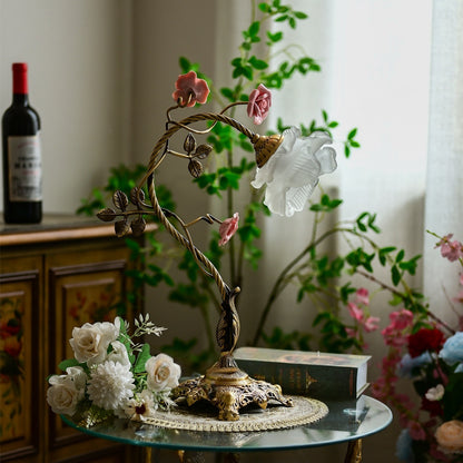 Retro Luxury Rose Glass Table Lamp