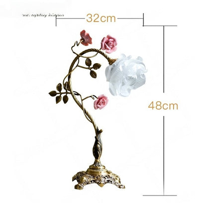 Retro Luxury Rose Glass Table Lamp